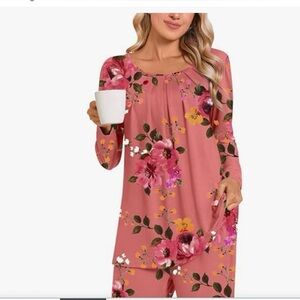Floral Long Sleeve Pink Pajama Set